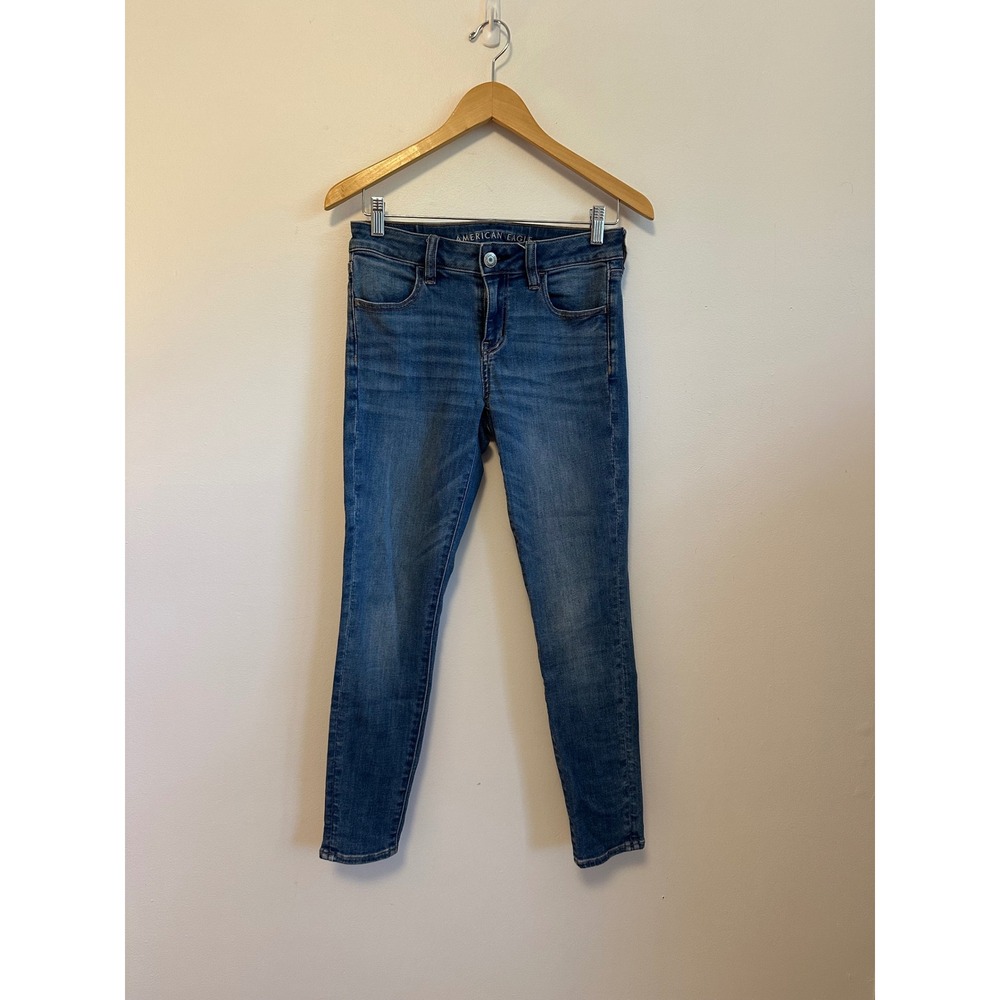 American Eagle Next Level Stretch Skinny Jeans in Blue Denim | Size 4 Short